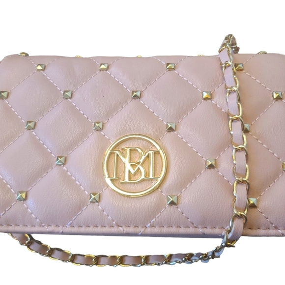 Badgley Mischka Diamond Quilted Blush Crossbody Bag Women's NWT - Picture 5 of 10